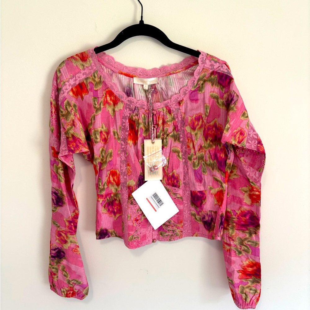 NWT Love Shack Fancy Floral Pink Women's Top Size 6